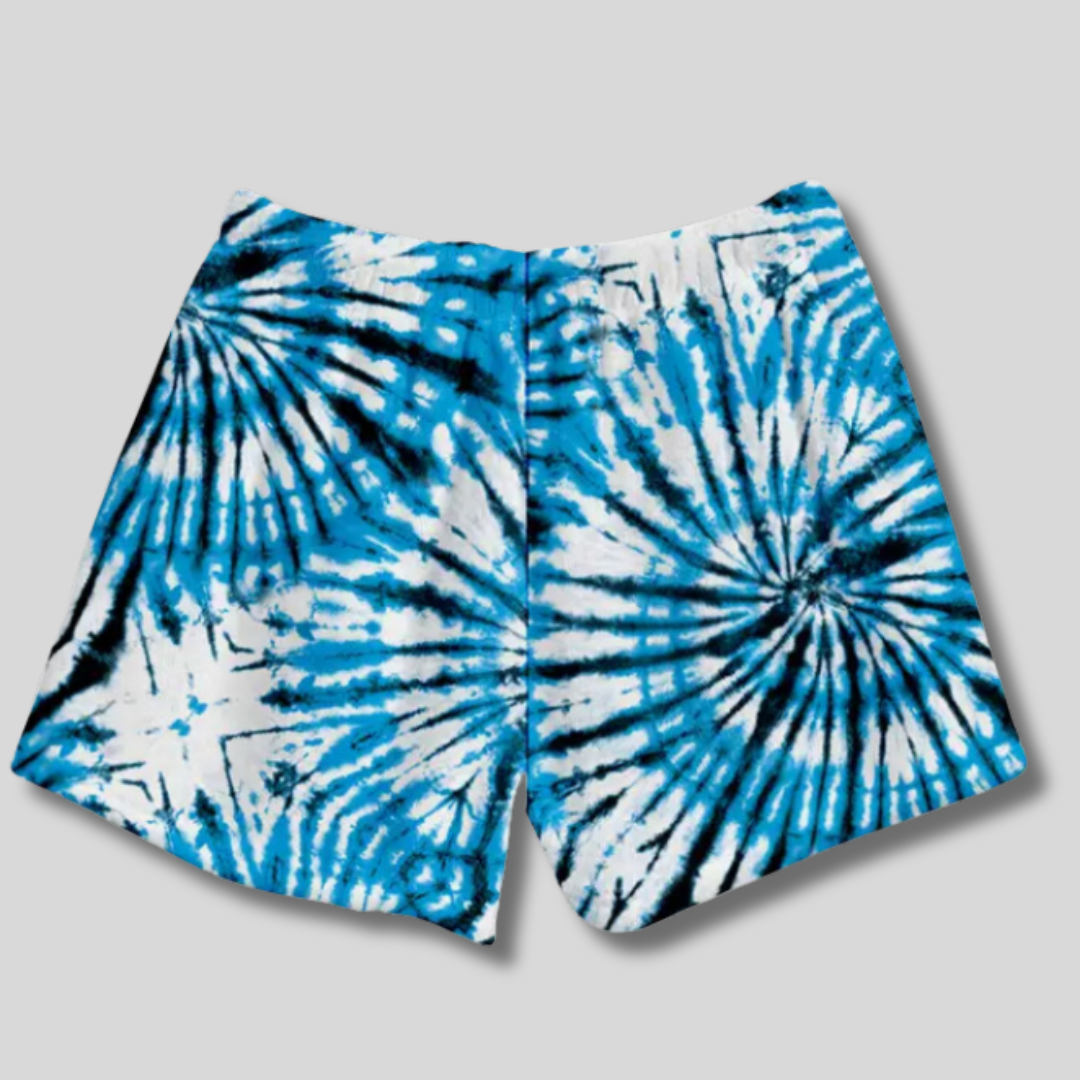 Fuzzy Shorts - Blue Mix Tie Dye