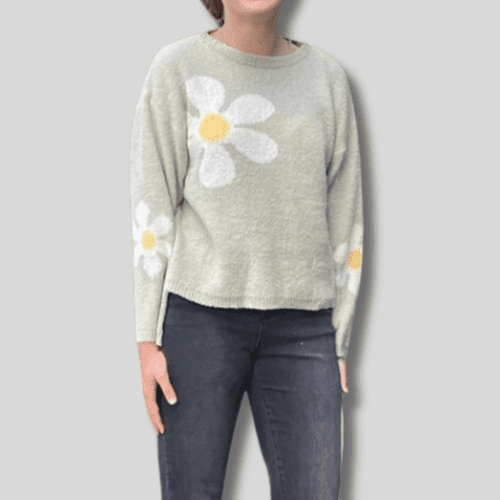 Flower Sweater Sage - Tween