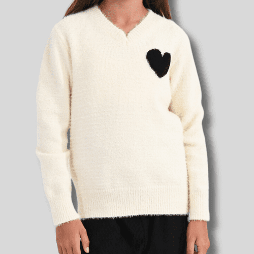 Knit Heart Sweater - Tween