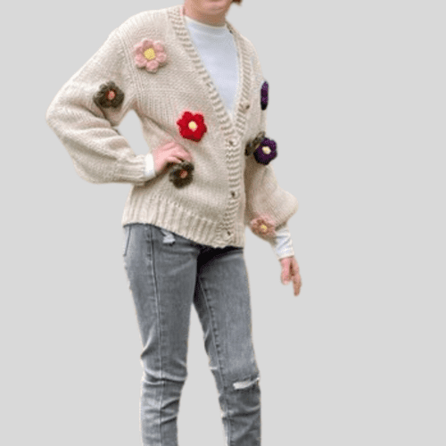 Crochet Flower Cardigan - Tween