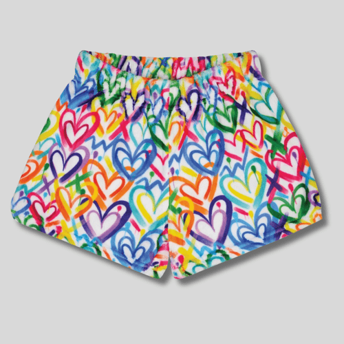 Fuzzy Shorts - Hearts, Hearts, Hearts