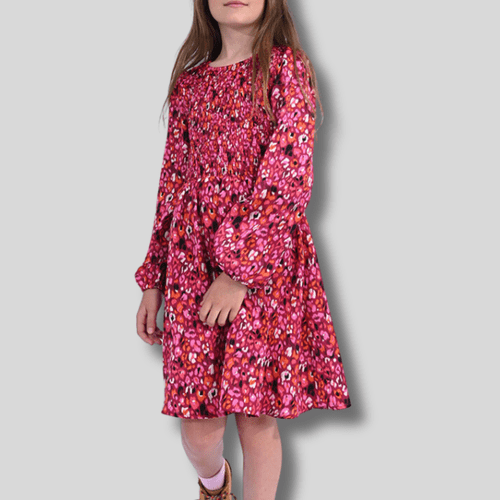 Smocked Print Dress - Tween