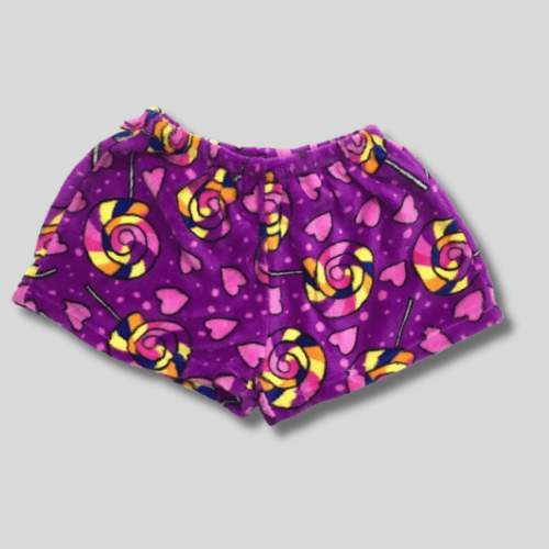 Fuzzy Shorts - Purple Lollipops