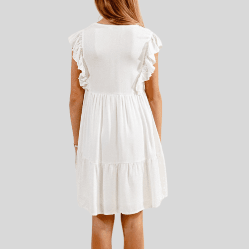 Crochet Styled White Dress - Tween