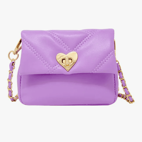 Quilted Soft Heart Purse - Purple