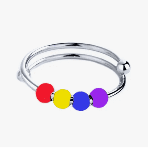 Rainbow Bead Fidget Ring