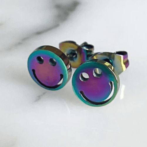 Rainbow Smiley Stainless Earrings